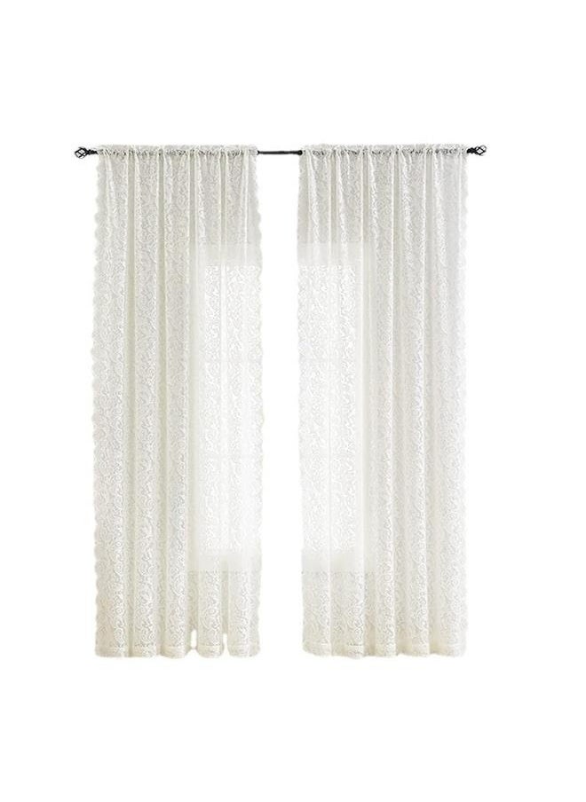 yongsheng 2-Piece Net Window Curtain White 140*260cm-Lace yarn Sheer Curtains, Semi Sheer Curtains for Living Room Bedroom Privacy Soften Sunlight Drapes for Farmhouse Cafe  - Image 1