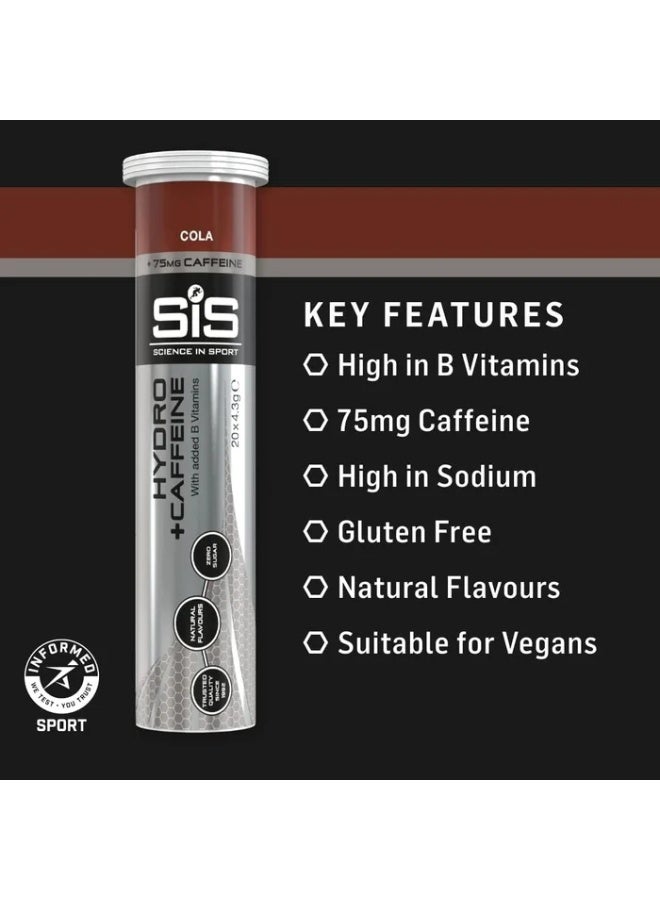 SIS Science In Sport Hydro Electrolyte Tablets | Cola Flavour - 1 Pack | 75mg Caffeine | Sugar Free Hydration Tablets | Essential Electrolytes to Reduce Fatigue & Aid Rehydration | 20 Servings - Image 2