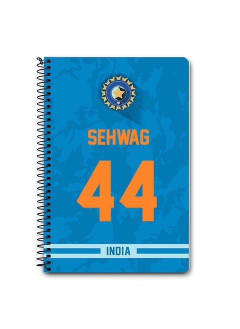 Designer A5 Spiral Notebook Memo Notepad Journal Player - Virender Sehwag, Jersey Number -44 (With Logo)