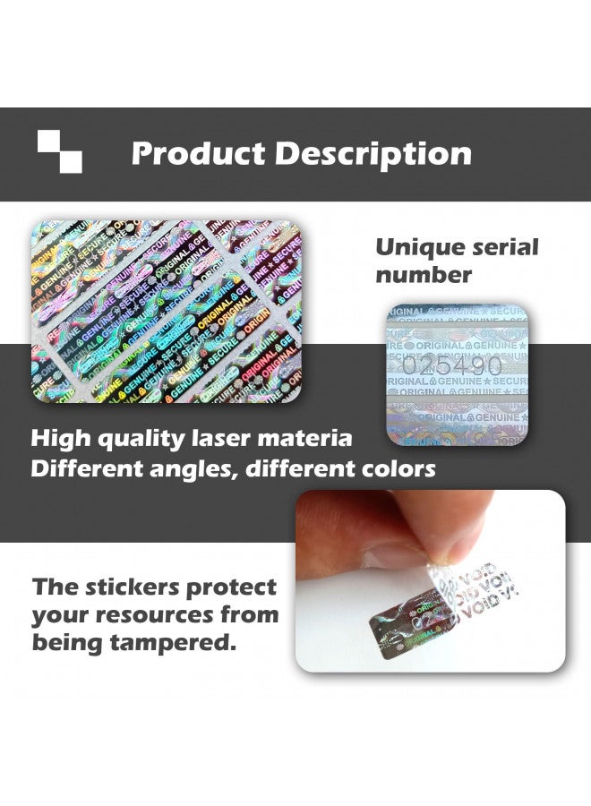 ILMBVM 380 قطعة ملصقات هولوجرام مقاومة للتلاعب ملصقات أمان أصلية ضمان حقيقي ختم تالف ملصق مقاوم للتلاعب برقم تسلسلي فريد (1.2x0.4 بوصة) - Image 2