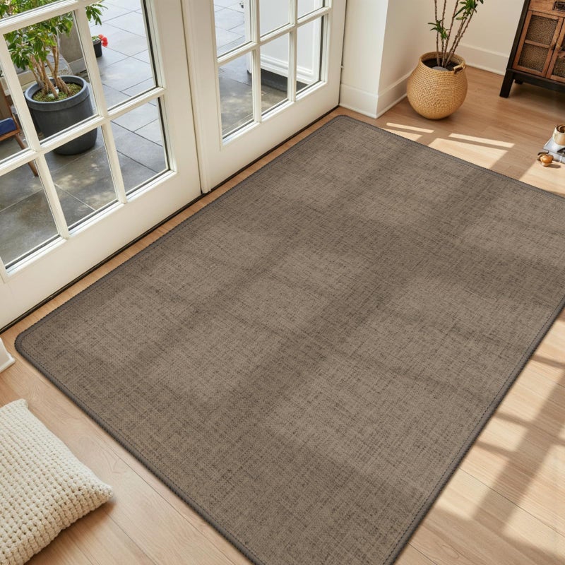 LEKEEPGO Ultra Thin Indoor Door Mat 36"x59", Low-Profile Door Mat Indoor Entrance, Non Slip Rubber Backing Inside Doormat Washable Welcome Front Entryway Dirt Trapper Entry Mat, Brown - Image 1