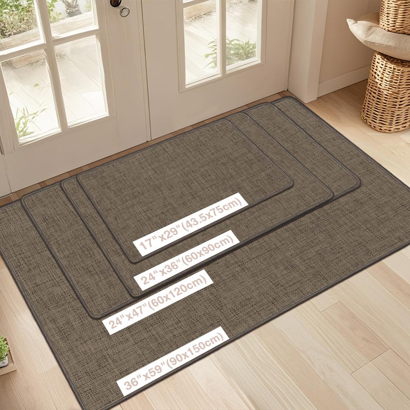 LEKEEPGO Ultra Thin Indoor Door Mat 36"x59", Low-Profile Door Mat Indoor Entrance, Non Slip Rubber Backing Inside Doormat Washable Welcome Front Entryway Dirt Trapper Entry Mat, Brown - Image 2