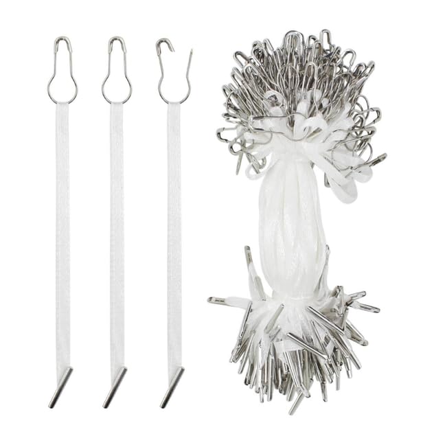 BDS-HOME 4.5 Inch 500pcs Hang Tag String Silks and Satin Strings, Safety Pin and Barb Fasteners for Clothing Hang Tags, White (White) - Image 1
