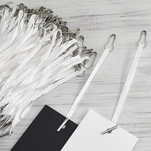 BDS-HOME 4.5 Inch 500pcs Hang Tag String Silks and Satin Strings, Safety Pin and Barb Fasteners for Clothing Hang Tags, White (White) - Image 5