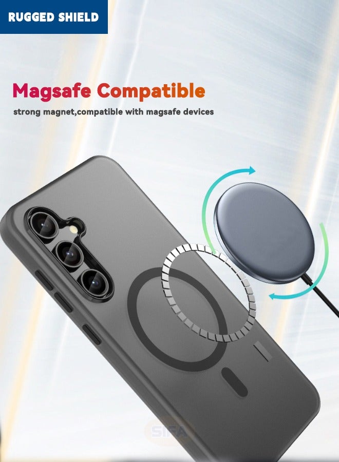 RUGGED SHIELD Samsung Galaxy S25 Cover, [Magsafe Compatible][Anti-Drop Shockproof][Anti-Slip][No Yellowing] Slim Skin Friendly Frosted Hard Case for Galaxy S25 6.2 inch, Translucent Black - Image 3