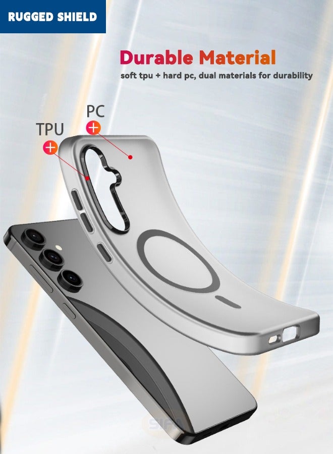 RUGGED SHIELD Samsung Galaxy S25 Cover, [Magsafe Compatible][Anti-Drop Shockproof][Anti-Slip][No Yellowing] Slim Skin Friendly Frosted Hard Case for Galaxy S25 6.2 inch, Translucent Black - Image 4