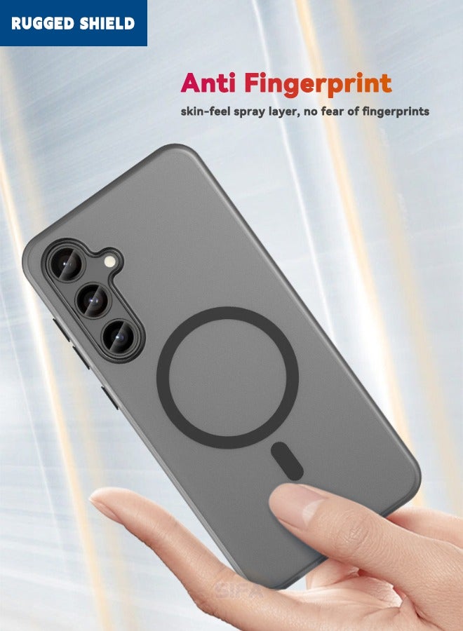 RUGGED SHIELD Samsung Galaxy S25 Cover, [Magsafe Compatible][Anti-Drop Shockproof][Anti-Slip][No Yellowing] Slim Skin Friendly Frosted Hard Case for Galaxy S25 6.2 inch, Translucent Black - Image 5