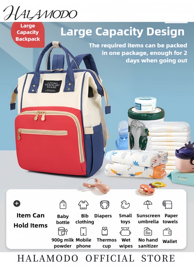 HALAMODO - Baby Diaper Bag Large Capacity Backpack with External USB Charging Port Lightweight Bag with Independent Insulated Bottle Compartment Mummy Bag Water Resistant Backpack Rear Dry Wet Separation Bag - Image 1