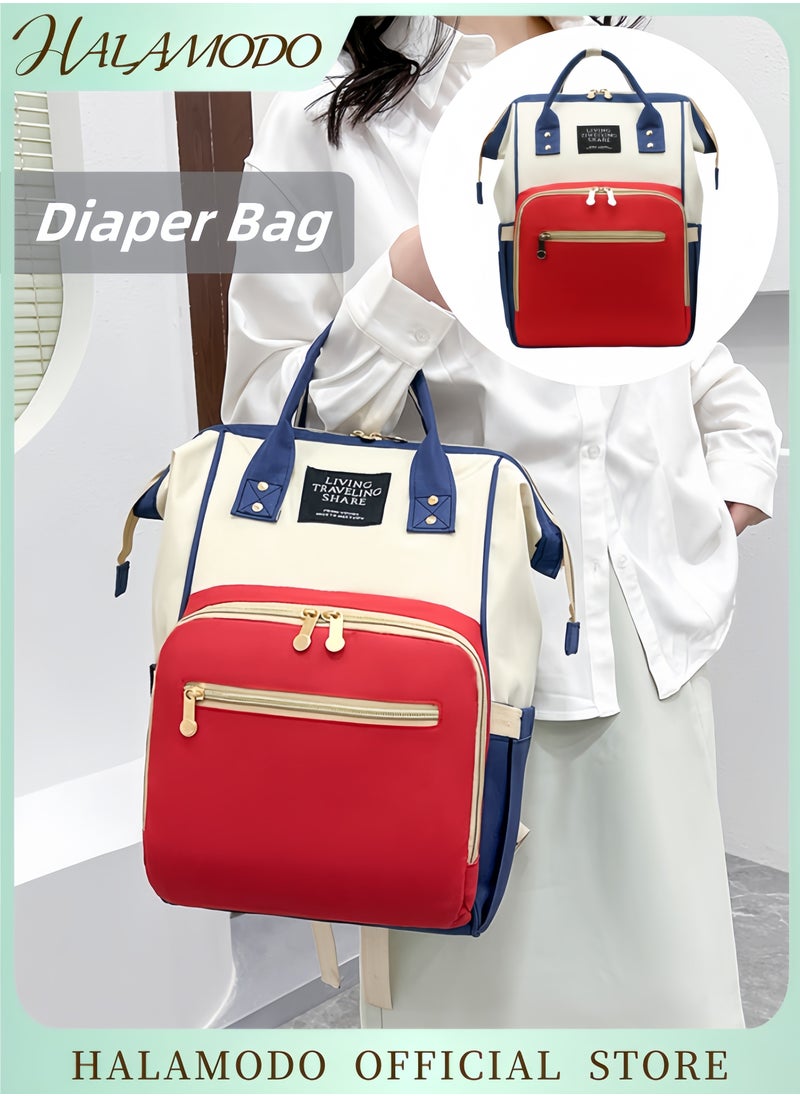 HALAMODO Baby Diaper Bag Large Capacity Backpack with External USB Charging Port Lightweight Bag with Independent Insulated Bottle Compartment Mummy Bag Water Resistant Backpack Rear Dry Wet Separation Bag  - Image 1