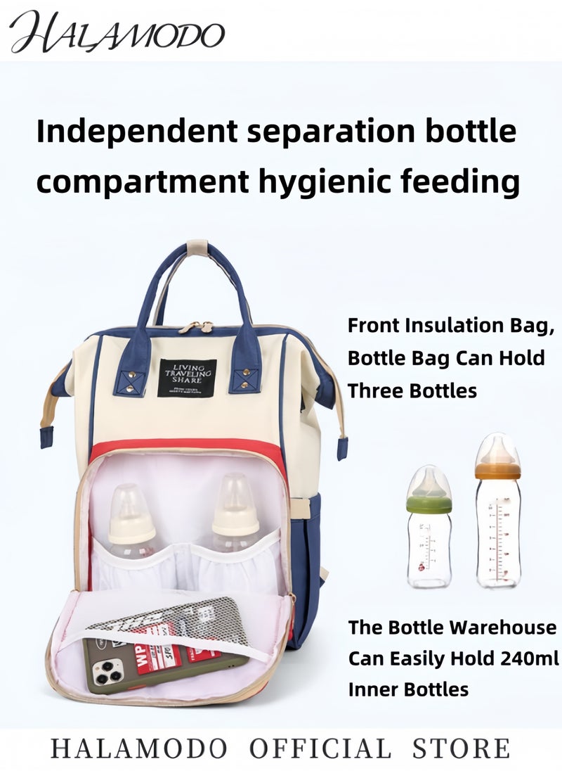 HALAMODO Baby Diaper Bag Large Capacity Backpack with External USB Charging Port Lightweight Bag with Independent Insulated Bottle Compartment Mummy Bag Water Resistant Backpack Rear Dry Wet Separation Bag  - Image 3