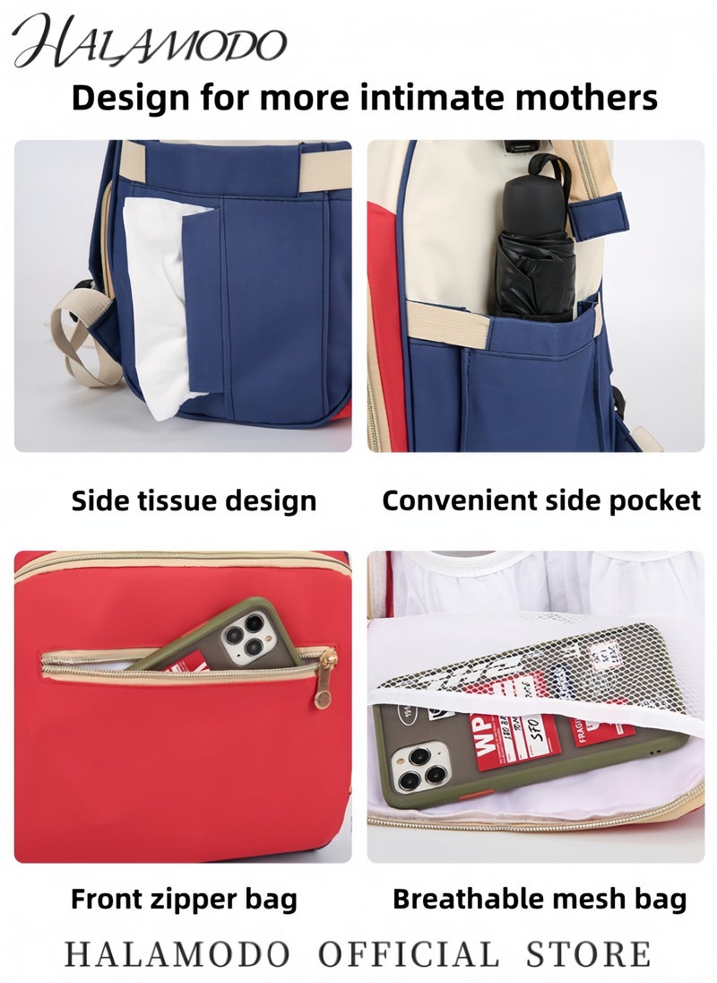 HALAMODO Baby Diaper Bag Large Capacity Backpack with External USB Charging Port Lightweight Bag with Independent Insulated Bottle Compartment Mummy Bag Water Resistant Backpack Rear Dry Wet Separation Bag  - Image 4