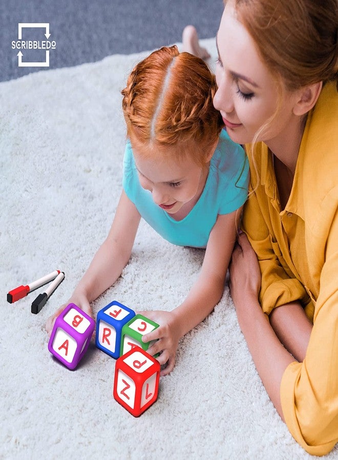Scribbledo Dry Erase Dice Set of 8-2x2 inches Multipurpose Colorful Write On Wipe Off Dry Erase Blocks Blank Dice to Draw Letters Numbers and Much More Educational Classroom Supplies for Kids - Image 2