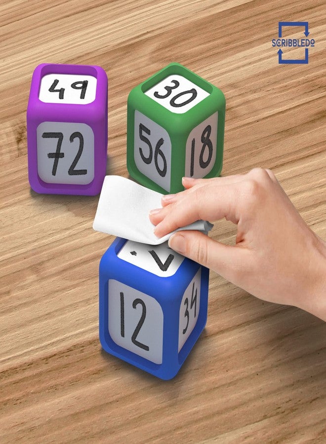 Scribbledo Dry Erase Dice Set of 8-2x2 inches Multipurpose Colorful Write On Wipe Off Dry Erase Blocks Blank Dice to Draw Letters Numbers and Much More Educational Classroom Supplies for Kids - Image 5