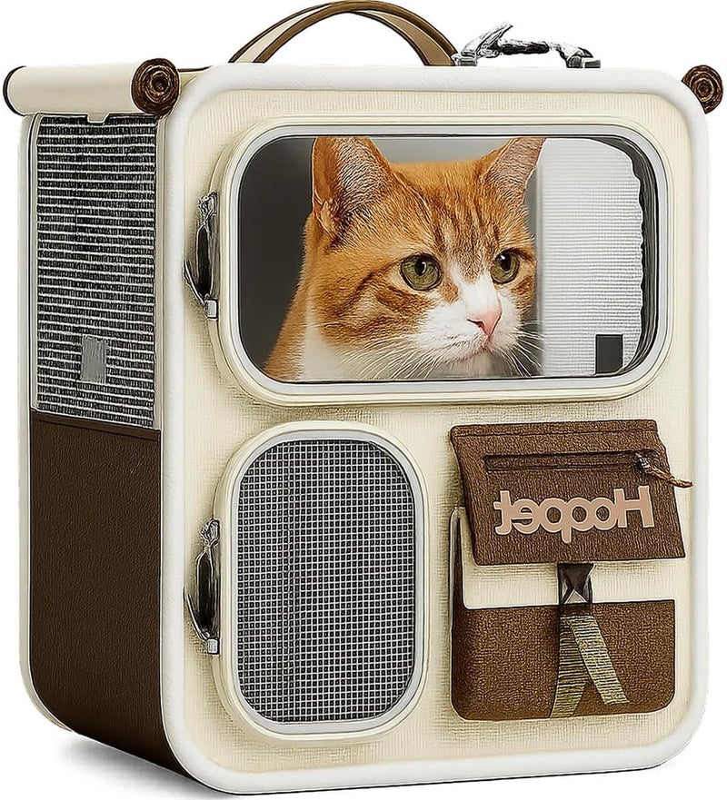 Cat Bag & Carrier for Travel - Portable 12x14.5x17 Pet Carrier for Cats & Small Dogs - Outdoor Approved Ventilated Pet Carrier (Beige Brown) - Image 1