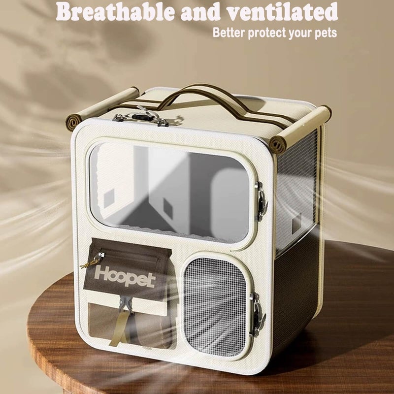 Cat Bag & Carrier for Travel - Portable 12x14.5x17 Pet Carrier for Cats & Small Dogs - Outdoor Approved Ventilated Pet Carrier (Beige Brown) - Image 3
