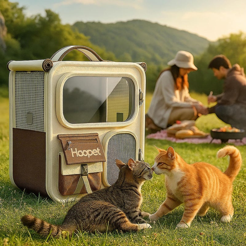 Cat Bag & Carrier for Travel - Portable 12x14.5x17 Pet Carrier for Cats & Small Dogs - Outdoor Approved Ventilated Pet Carrier (Beige Brown) - Image 4