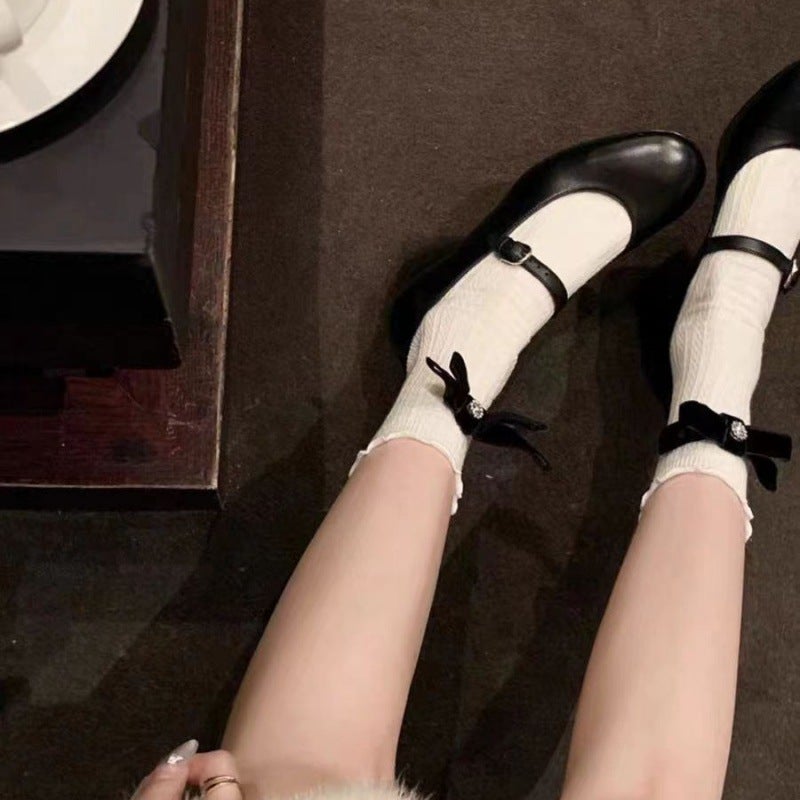 Grape Mom'S Same Style Round Toe Shallow Mouth One-Strap Work Clothing Slimming Look Thick Heel Mary Jane Shoes 2045-3 - Image 5