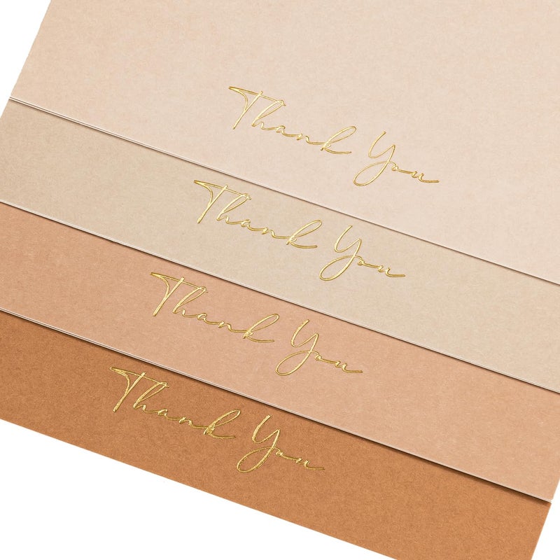 Crisky Neuttral Brown Thank You Cards with Envelopes & Stickersï¼Œ 50 Pack Bridal Shower Graduation Thank You Cards Small Business, Wedding Baby Shower Birthday Funeral Notes Bulk - Image 1