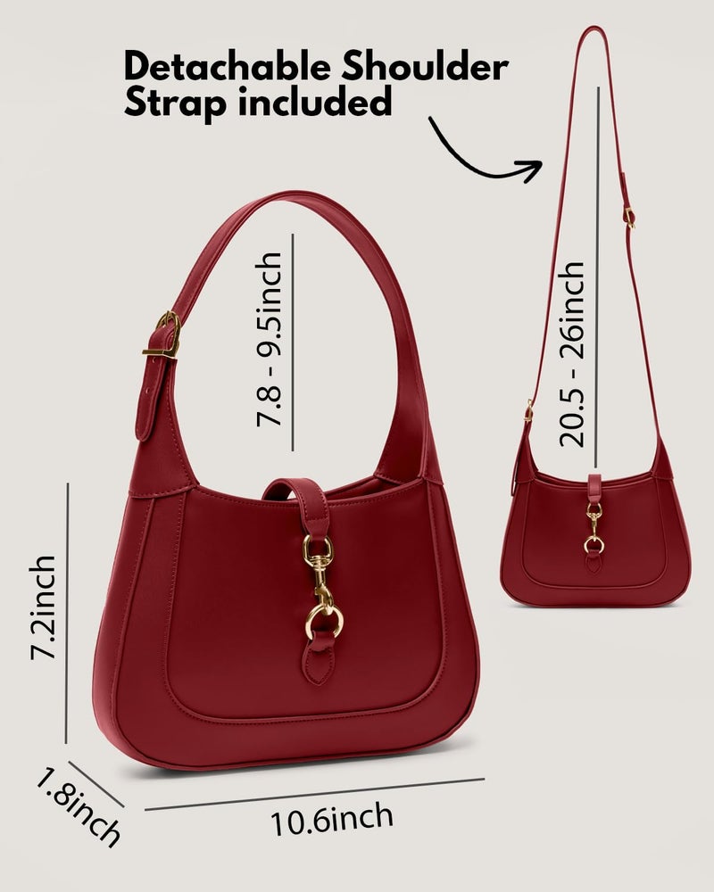 Apryl Shoulder Bag for Women - Small Shoulder Purses - Red Purse - Cute Trendy Handbags - Adjustable Strap Vegan Leather - Image 5