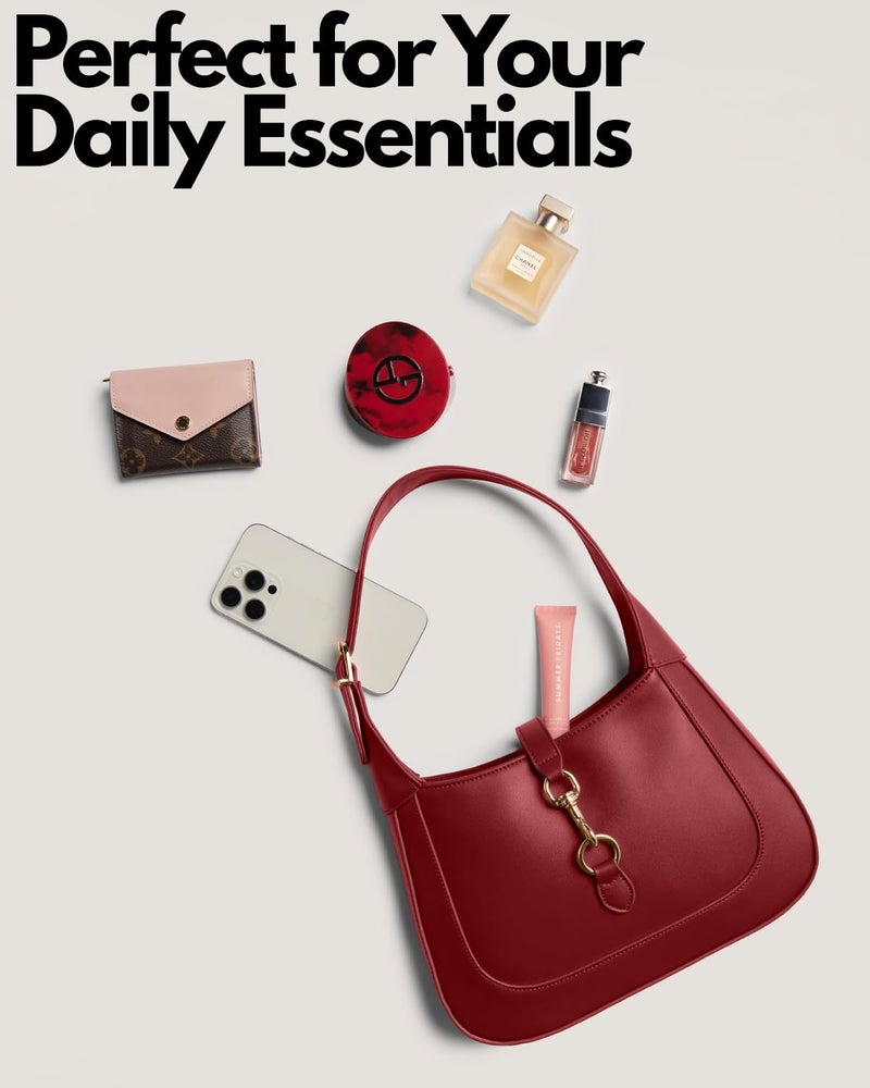 Apryl Shoulder Bag for Women - Small Shoulder Purses - Red Purse - Cute Trendy Handbags - Adjustable Strap Vegan Leather - Image 3