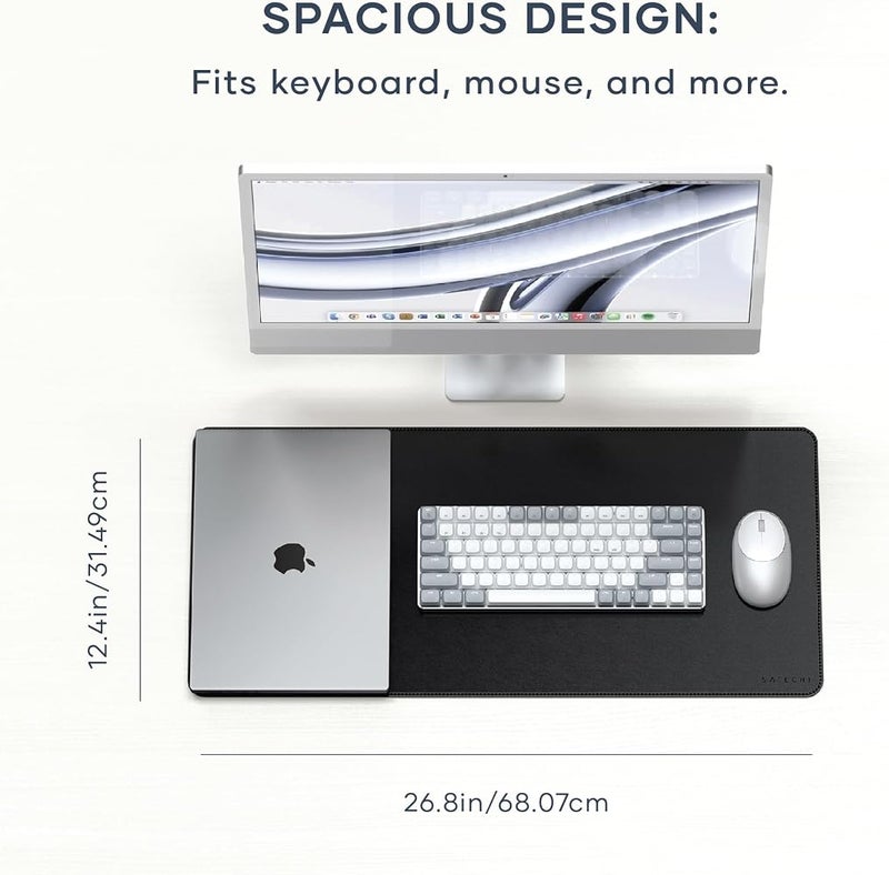 Satechi Vegan-Leather Desk Mat, Scratch and Water Resistant, Black - Image 5