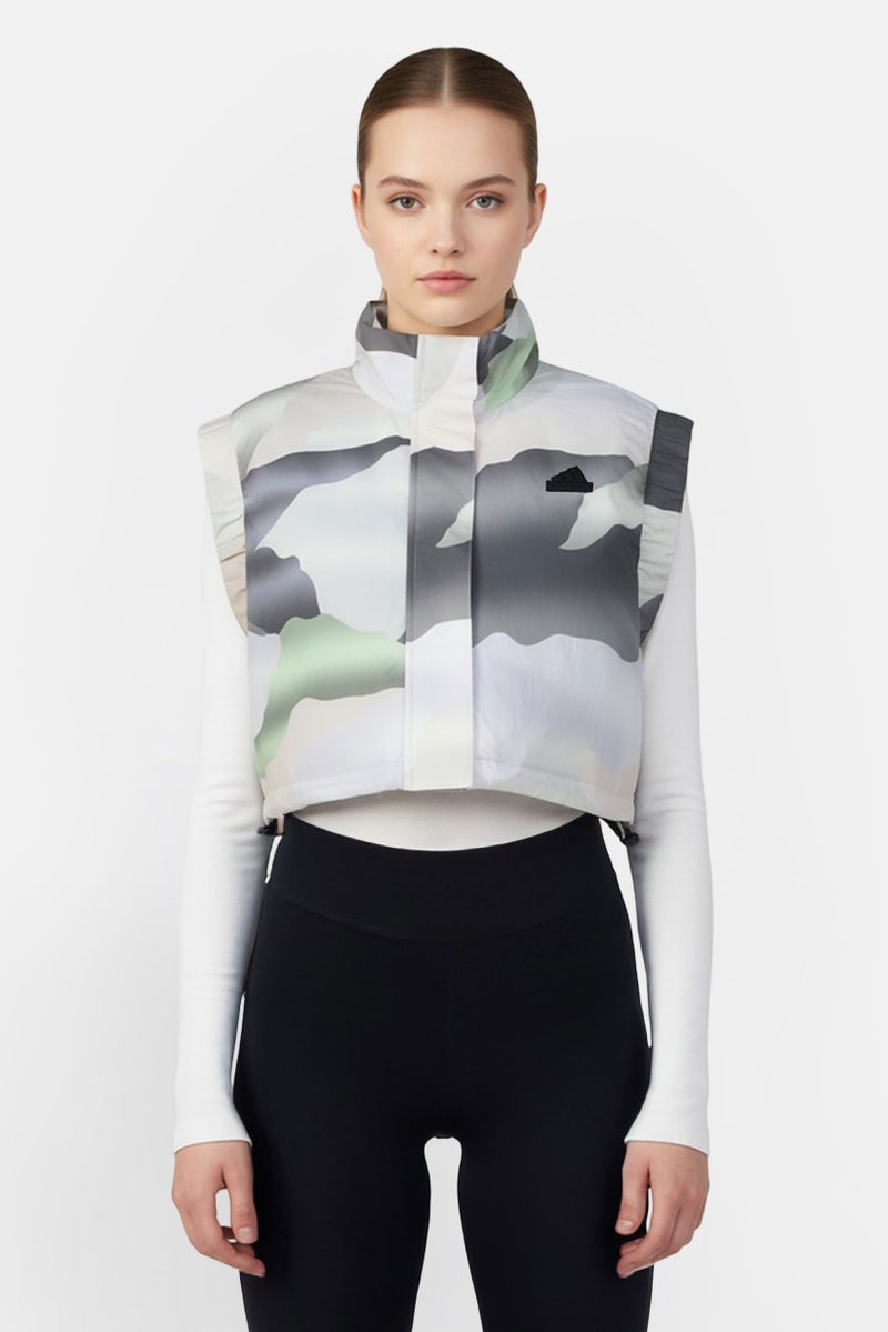 Adidas سترة جاكيت نسائية رياضية بتصميم تمويه خارجي، متعددة الألوان - Image 1