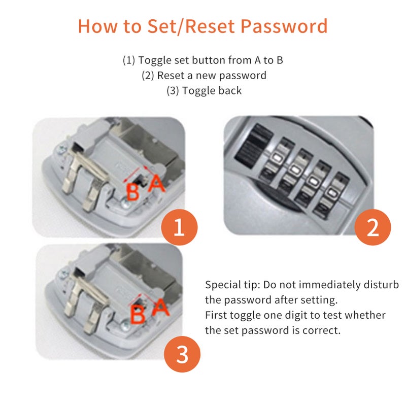 Key Storage Lock Box Wall Mount Aluminum Alloy 4-Digit Combination Waterproof Lockbox Key Safe Box Portable Storage for House Key ID Card U Disk - Image 5
