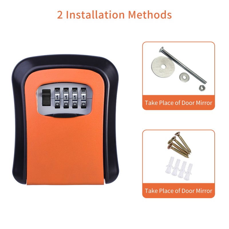 Key Storage Lock Box Wall Mount Aluminum Alloy 4-Digit Combination Waterproof Lockbox Key Safe Box Portable Storage for House Key ID Card U Disk - Image 2