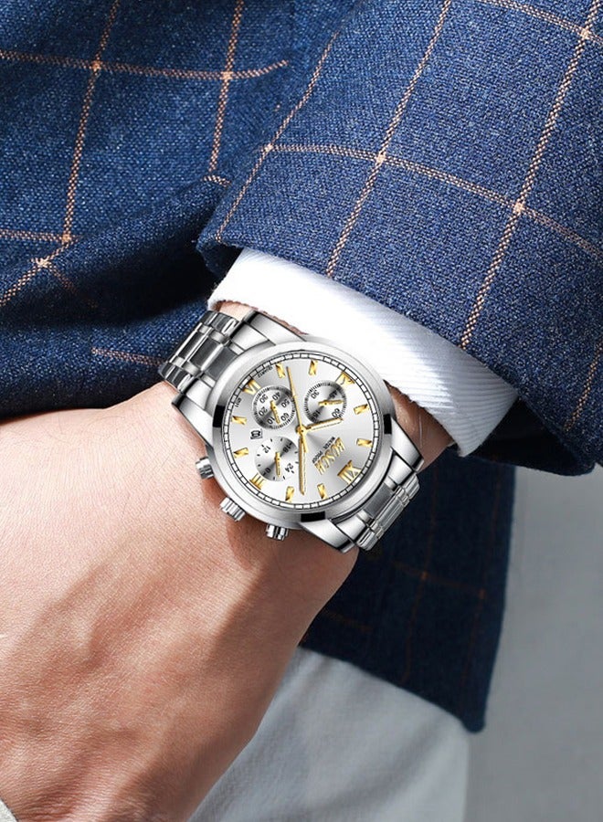 Bosck Watches For Men Analog Mens Watch 41Mm Large Face Easy Read Stainless Steel Business Watch Luminous Classic Luxury 30M Waterproof Mens Wrist Watches - Image 2