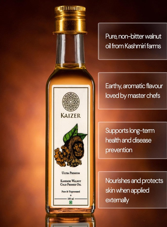 Kaizer Pure Kashmiri Walnut Oil • Gourmet, Edible & Unrefined • Cold Pressed & Unprocessed for Cooking, Face, Skin & Hair • Rich in Omega-3, Antioxidants & Vitamin E, 3.38 fl oz ℮ 100 ml - Image 5