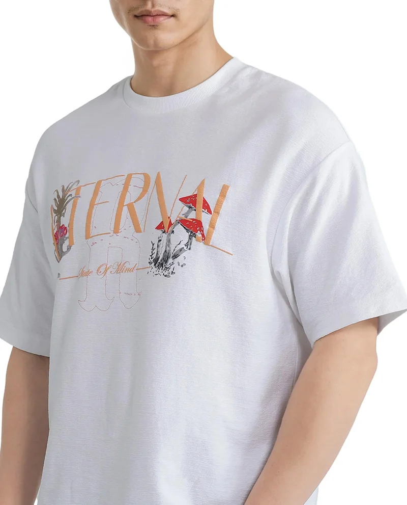 Rare Rabbit Men's Hd Print Oversized T-Shirt