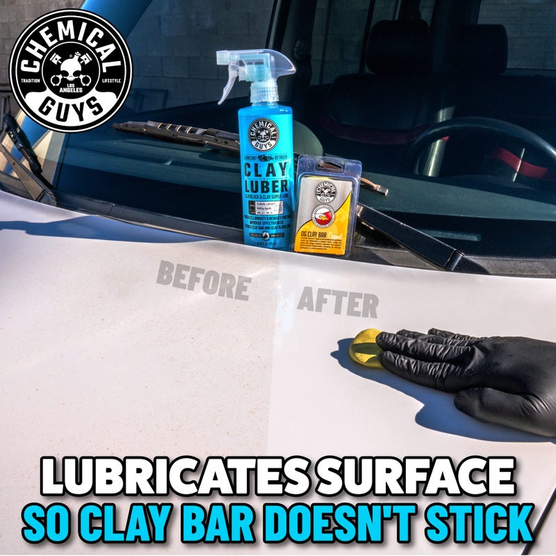 Chemical Guys Chemical Guys CLY_109 Light Duty Clay Bar and Luber Synthetic Lubricant Kit, 16 oz (2 Items), Blue  - Image 4