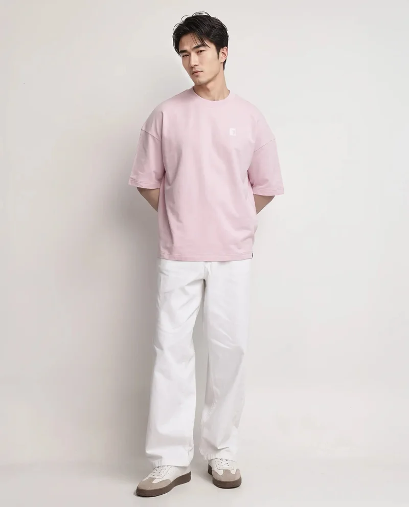 Rare Rabbit Rare Rabbit Men Rano Pink Cotton Fabric Short Sleeve Slip-On Boxy Fit Printed T-Shirt