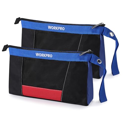 WORKPRO 12" Tool Pouches with Zipper, Utility Bag Pouch for Tool Organizers and Storage, Small Tool Bag, Multipurpose Storage pouch 2-Pack - Image 1