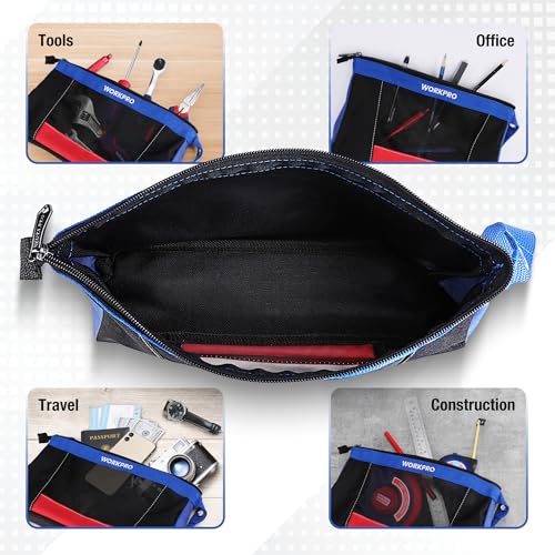 WORKPRO 12" Tool Pouches with Zipper, Utility Bag Pouch for Tool Organizers and Storage, Small Tool Bag, Multipurpose Storage pouch 2-Pack - Image 4