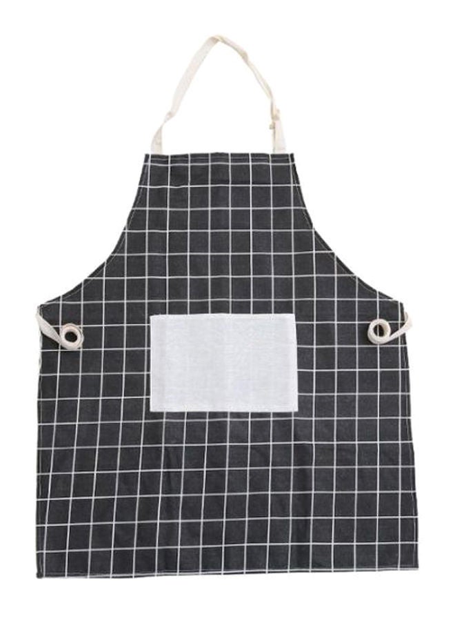 NIBEMINENT Adjustable Check Printed Apron White/Black 60 x 72centimeter
