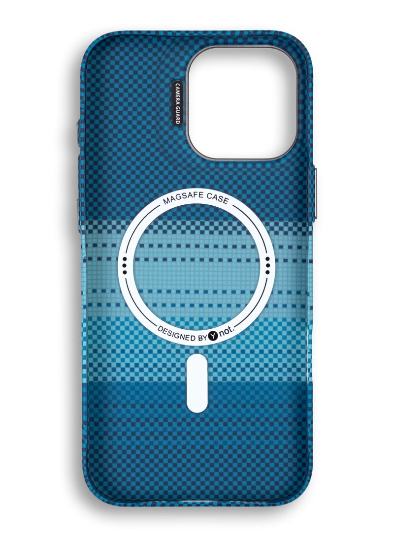 YNOT MagSafe Carbon Fiber Kevlar Protective Case with Camera Holder for iPhone 15 Pro - blue - Image 4