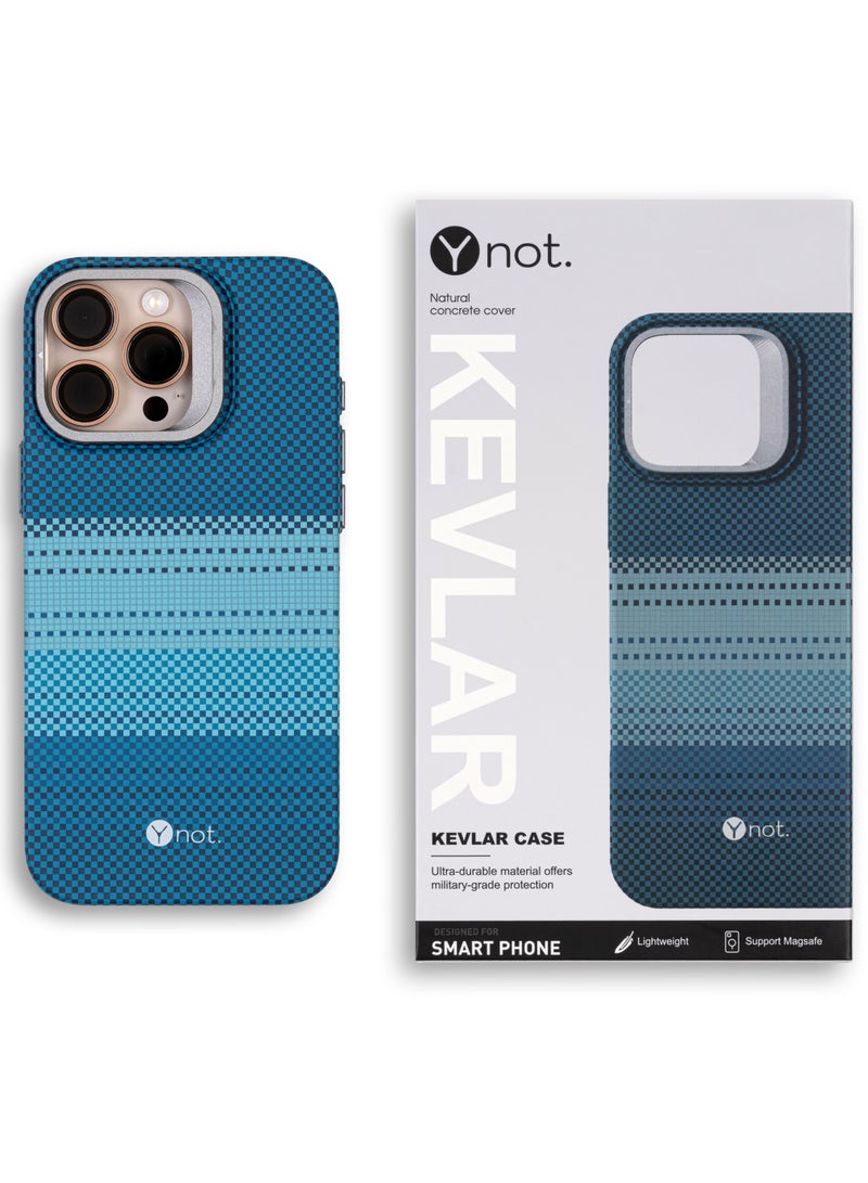 YNOT MagSafe Carbon Fiber Kevlar Protective Case with Camera Holder for iPhone 15 Pro - blue - Image 2