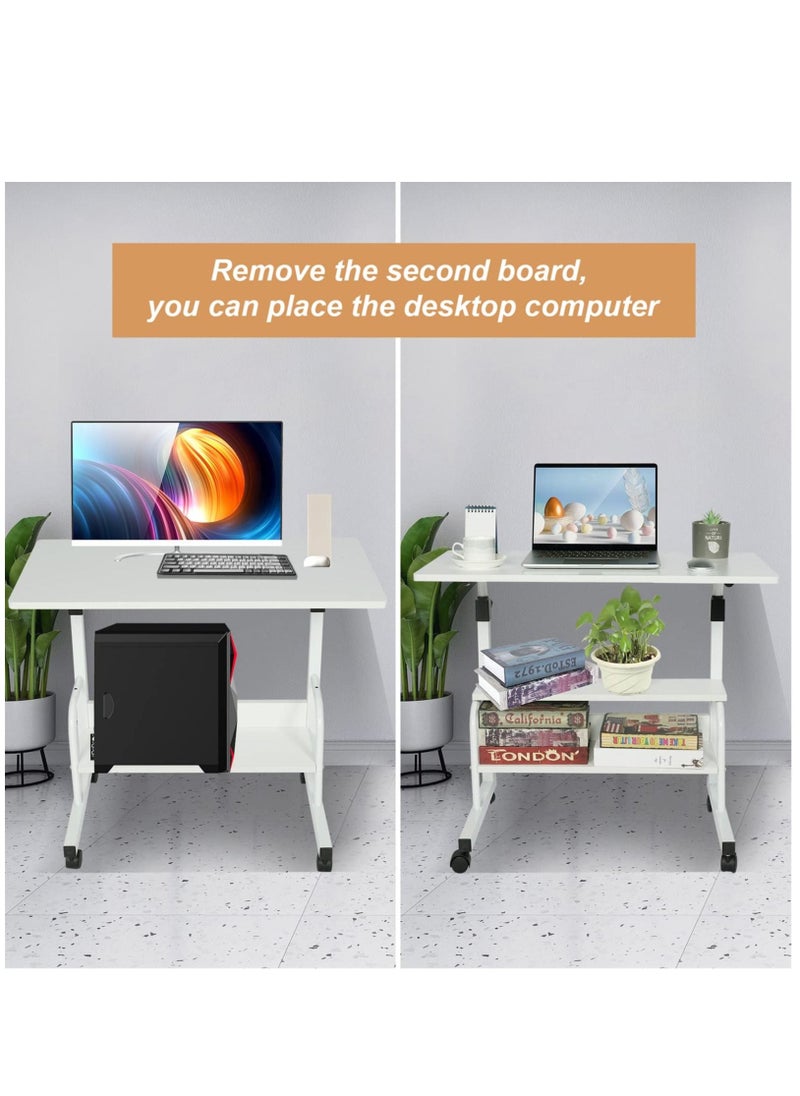 Arabest - Computer Desk Small Desk Standing Desk for Bedroom Adjustable Desk Portable Laptop Desk for Small Spaces Home Office Desk Mobile Rolling Desk - Image 1