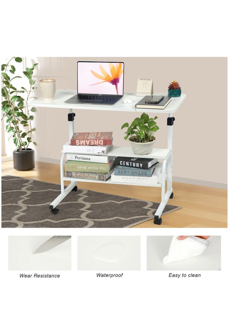 Arabest - Computer Desk Small Desk Standing Desk for Bedroom Adjustable Desk Portable Laptop Desk for Small Spaces Home Office Desk Mobile Rolling Desk - Image 1