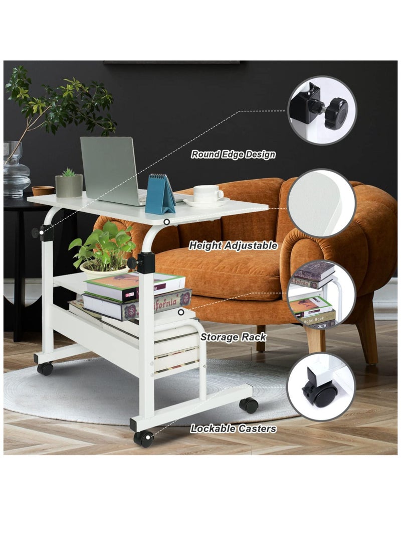 Arabest - Computer Desk Small Desk Standing Desk for Bedroom Adjustable Desk Portable Laptop Desk for Small Spaces Home Office Desk Mobile Rolling Desk - Image 1
