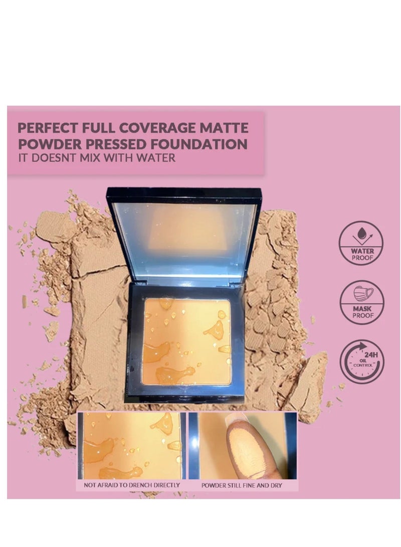 IDA Beauty Glam It! Perfect Full Coverage Matte Powder Pressed Foundation | 2-in-1 Setting & Foundation | Matte Finish, Long-Lasting, Lightweight | Vegan, Halal, Cruelty-Free (OMA 05) - Image 5