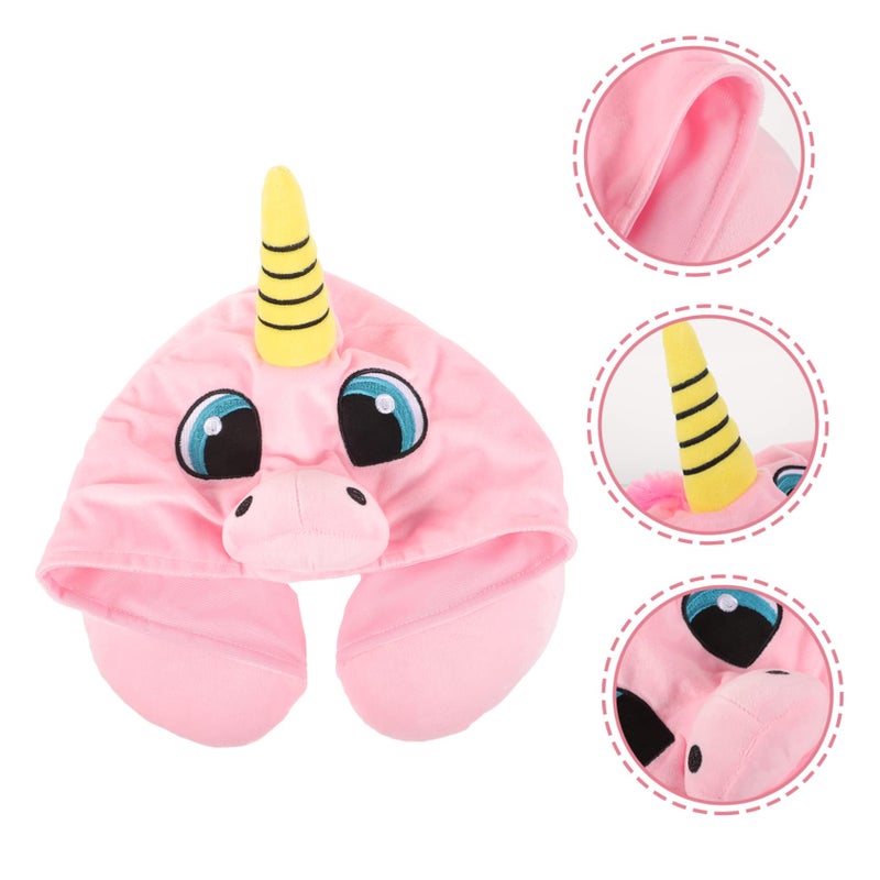 U Shaped Travel Neck Pillow With Hood Soft Plush For Airplane Office Camping - Image 5