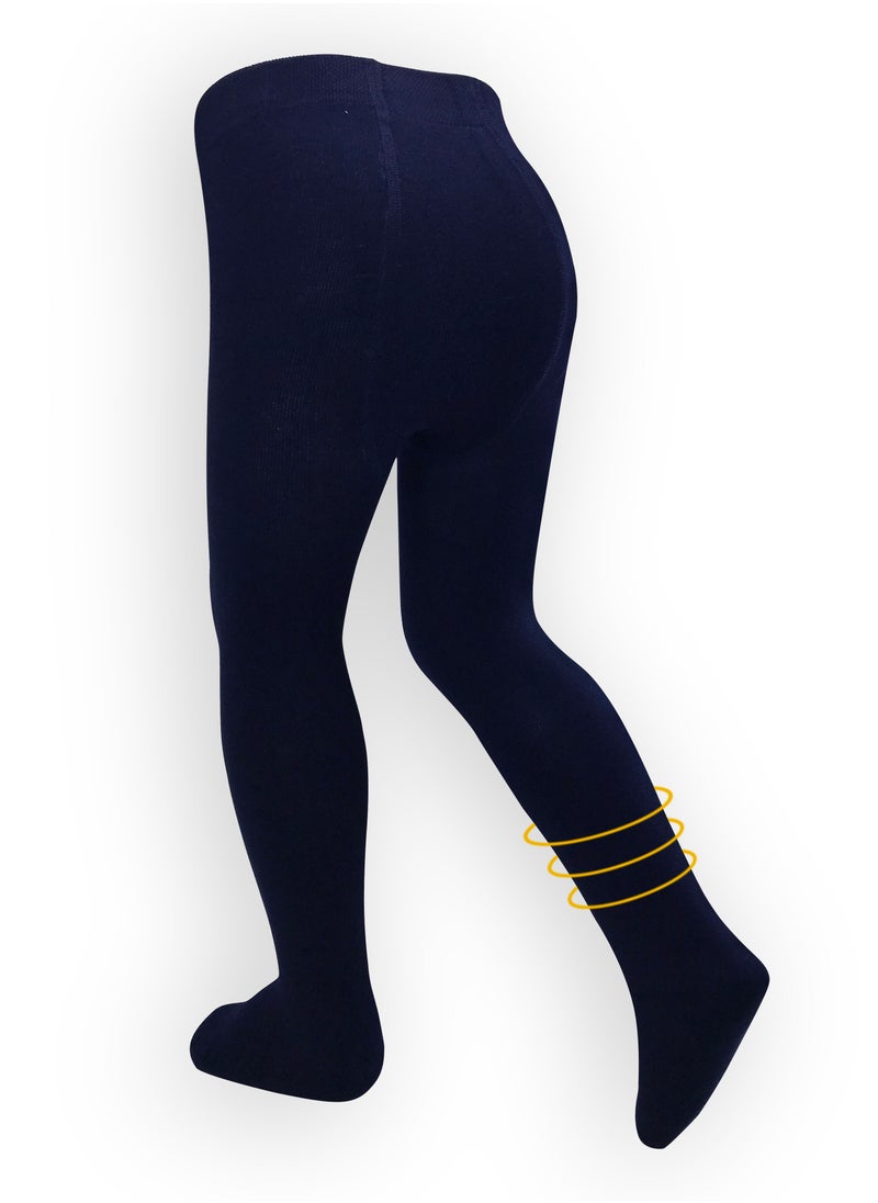 Generic - Girls Cotton Navy Blue Tights - Leggings  Pack of 1 - Image 1