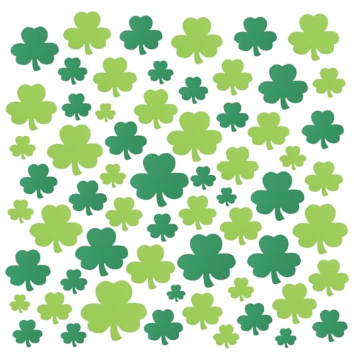 Labrostar 168Pcs St Patricks Day Decorations Pre-Cut Shamrock Cutouts Bulletin Board Decor Lucky Green Irish Clover Shapes for School Classroom Home Office Decorations 7 Sizes - Image 1