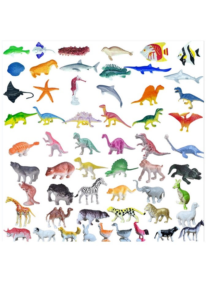 Random 60 pcs Animal Toys, Assorted Dinosaur Ocean Sea Animal Farm Animal Jungle Animal Wild Animals Dinosaurs Figure Realistic Plastic Zoo Play Set Small Toys for Kids Cupcake Topper Party Favors  - Image 1