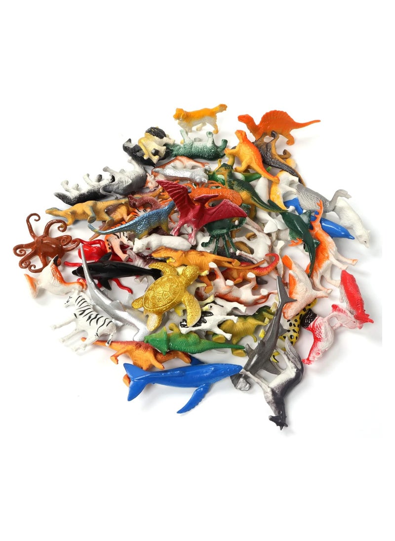 Random 60 pcs Animal Toys, Assorted Dinosaur Ocean Sea Animal Farm Animal Jungle Animal Wild Animals Dinosaurs Figure Realistic Plastic Zoo Play Set Small Toys for Kids Cupcake Topper Party Favors  - Image 2