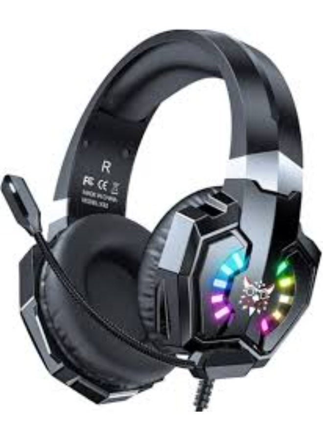 سماعات ألعاب X32 RGB - سماعات رأس سلكية مانعة للضوضاء مع صوت غامر، وميكروفون مدمج، وتصميم مريح، وإضاءة RGB ديناميكية، وأداء عالٍ لألعاب الهاتف المحمول والكمبيوتر الشخصي - Image 1