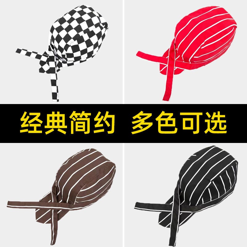 Chef Hat Japanese And Korean Cuisine Western Restaurant Waiter Hat Men'S And Women'S Work Hat Adjustable Headscarf Pirate Hat Ribbon Hat - Image 2