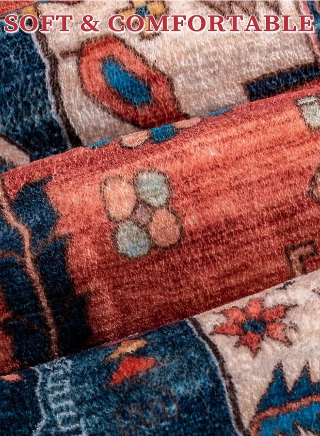 SERISSA Runner Rug for Hallways, 2'6"x8' Washable Non Slip Boho Kitchen Runner Rug, Vintage Rust Ultra Soft Print Distressed Tribal Floor Carpet for Bedroom Bathroom Laundry Room - Image 5
